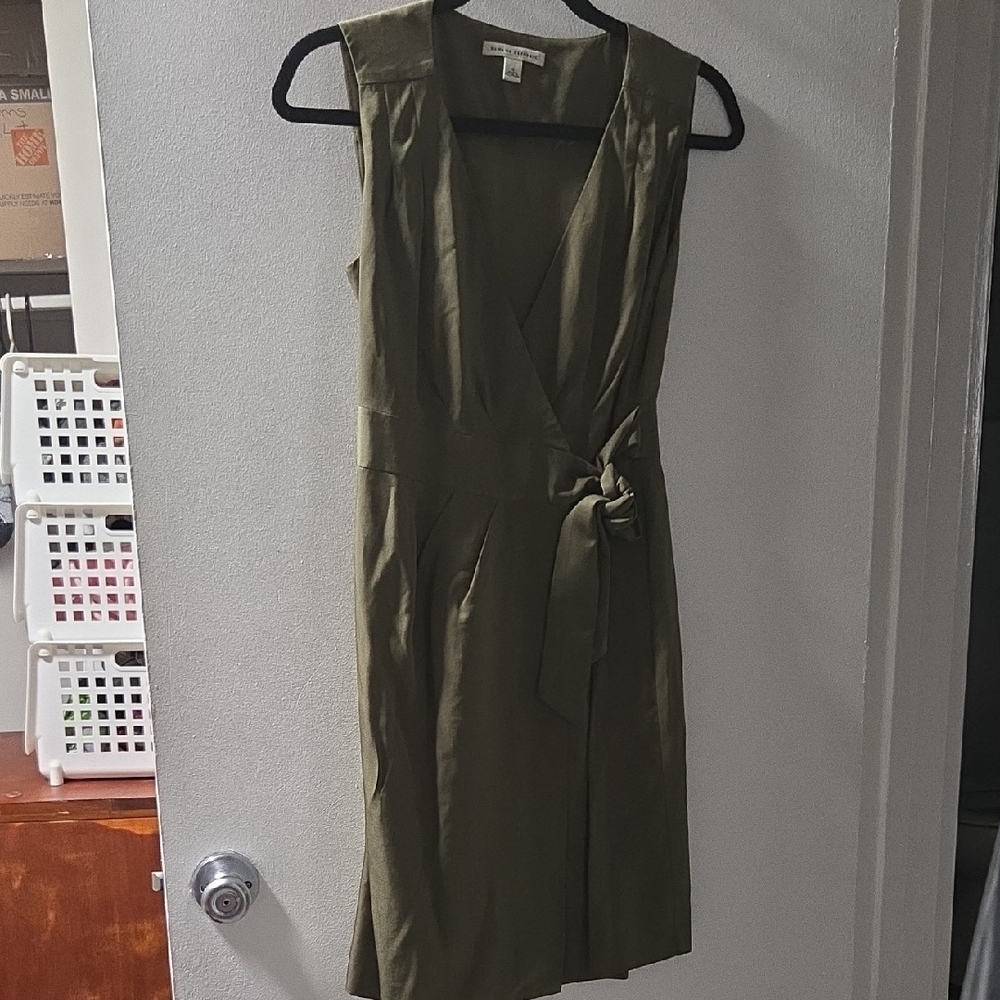 Banana Republic Olive Midi Dress with Waist Tie